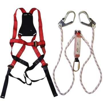 SAFETY HARNESS HEAVYWEIGHT DOUBLE HOOK - RED AND BLACK