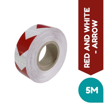 ARROW SAFETY REFLECTIVE TAPE -  RED AND WHITE - 5M