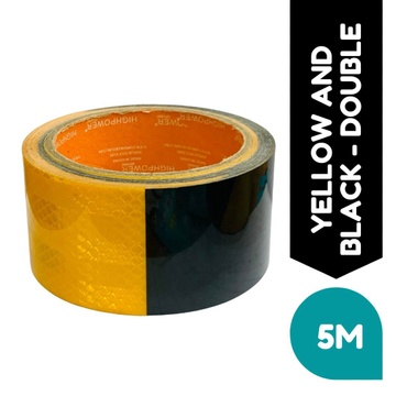 DOUBLE COLOR SAFETY REFLECTIVE TAPE - BLACK AND YELLOW - 5M