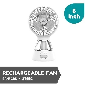 SANFORD 6 INCH RECHARGEABLE FAN - SF6663 - NO WARRANTY