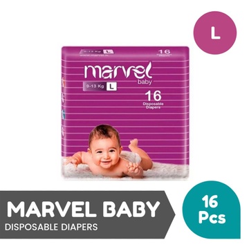 MARVEL BABY DISPOSABLE DIAPERS - 16PCS PACK - LARGE