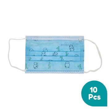 MOBEE SURGICAL 3PLY MASK KIDS - PRINTED - BLUE PANDA BAMBOO - 10PCS PACK