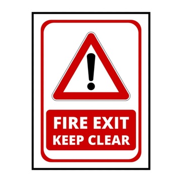 FIRE EXIT KEEP CLEAR SIGN BOARD - 15CM X 21CM- RED