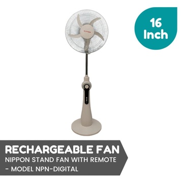 NIPPON 16INCH RECHARGEABLE STAND FAN WITH REMOTE - MODEL NPN-DIGITAL  (1 YEAR WARRANTY)   