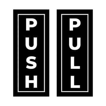 PUSH PULL DOOR STICKER-  BLACK - 2INCH X 5INCH