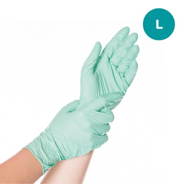 NITRILE DISPOSABLE GLOVES - GREEN- LARGE