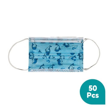 MOBEE SURGICAL 3PLY MASK KIDS - PRINTED - BLUE DOLPHIN - 50PCS PACK