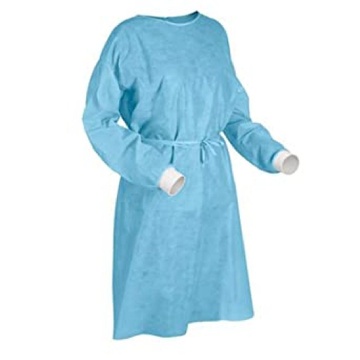 DISPOSABLE PPE APRON NON WOVEN - BLUE 50GSM WITH RIB