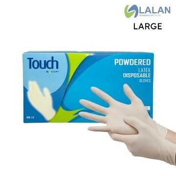 LALAN LATEX DISPOSABLE GLOVES - POWDERED - LARGE